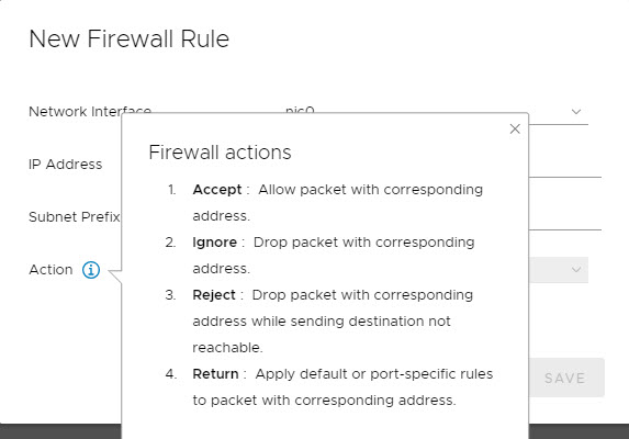 Add new firewall rule in VMware VCSA