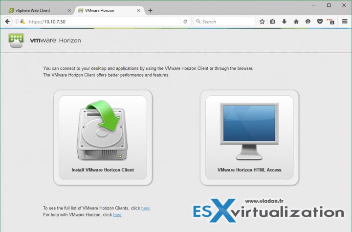VMware Horizon 7 connection options