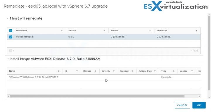 Upgrade ESXi 6.x to 6.7 via VUM
