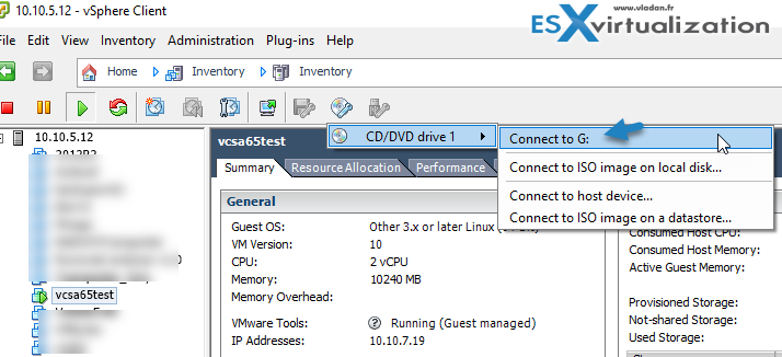 Connect ISO to VMware VCSA