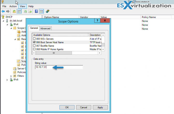 Option 066 TFTP Server for AutoDeploy vSphere 6.5 is here
