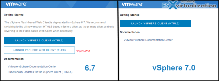 vSphere 7 and 6.7 client difference